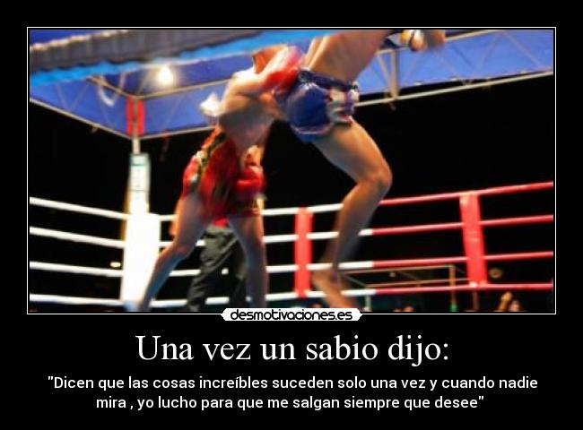 Una vez un sabio dijo: - Dicen que las cosas increíbles suceden solo una vez y cuando nadie
mira , yo lucho para que me salgan siempre que desee