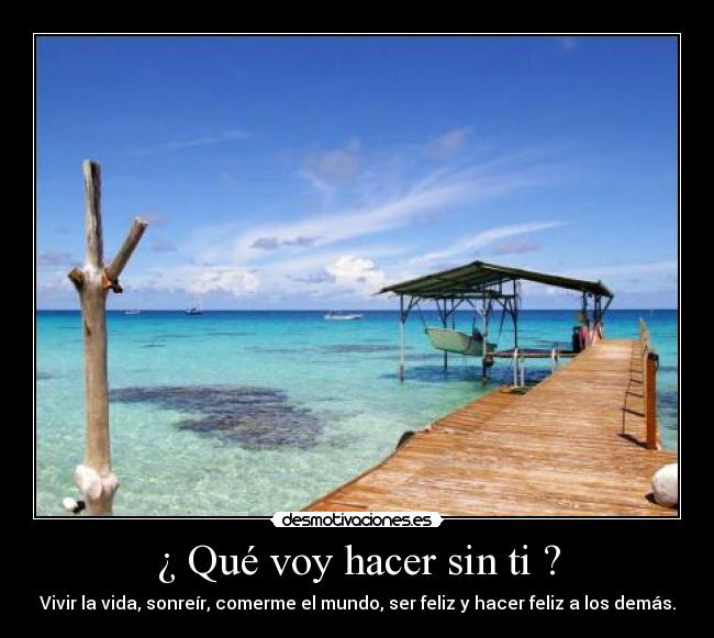 ¿ Qué voy hacer sin ti ? - Vivir la vida, sonreír, comerme el mundo, ser feliz y hacer feliz a los demás.