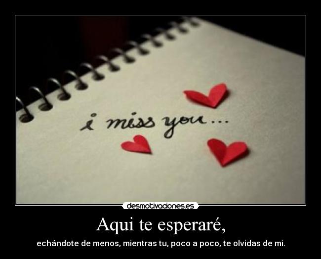 Aqui te esperaré, - echándote de menos, mientras tu, poco a poco, te olvidas de mi.