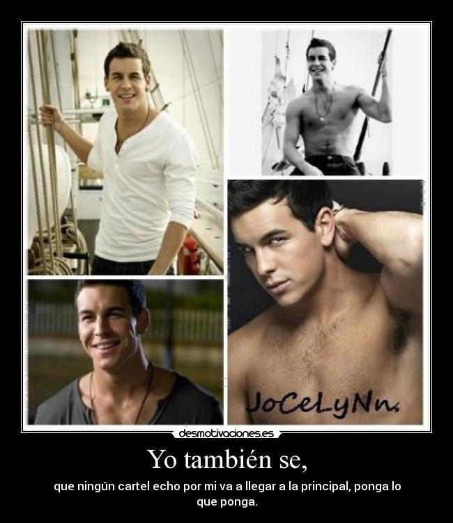 Yo también se, - que ningún cartel echo por mi va a llegar a la principal, ponga lo que ponga.