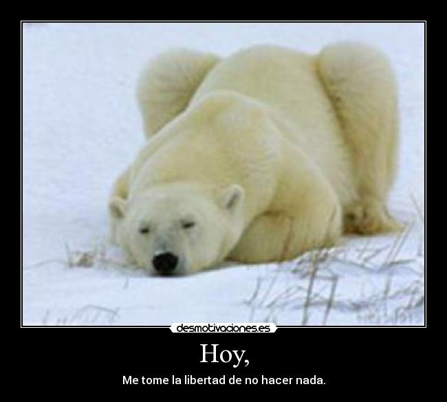 Hoy, - Me tome la libertad de no hacer nada.