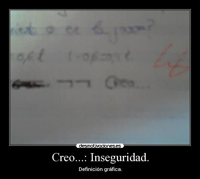 Creo...: Inseguridad. - Definición gráfica.