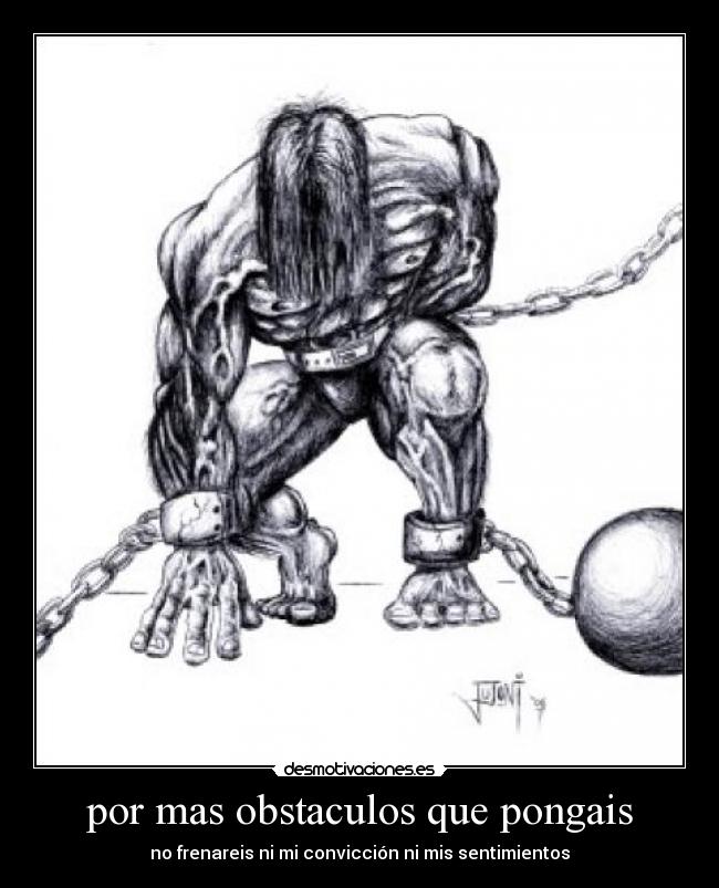 por mas obstaculos que pongais - no frenareis ni mi convicción ni mis sentimientos
