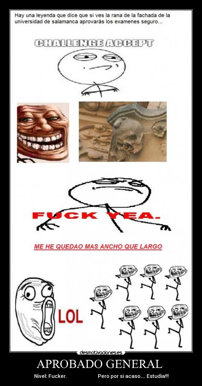 carteles aprobado general nivel fucker estudiar desmotivaciones