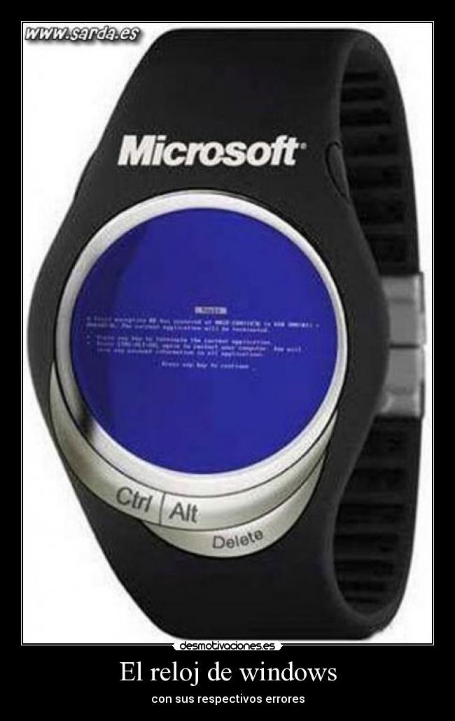 El reloj de windows - con sus respectivos errores