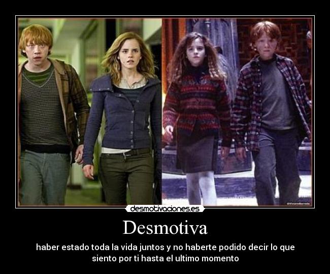 carteles ron weasley hermione granger amor desmotivaciones