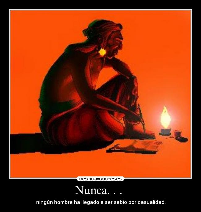 Nunca. . . - ningún hombre ha llegado a ser sabio por casualidad.