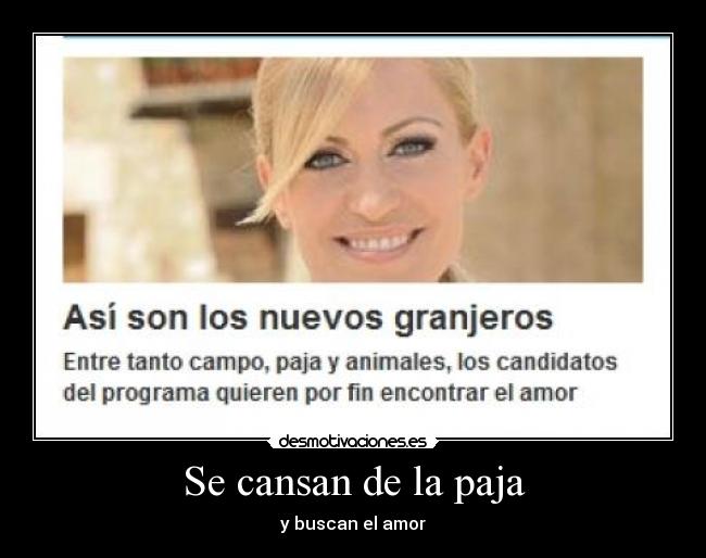 Se cansan de la paja - y buscan el amor