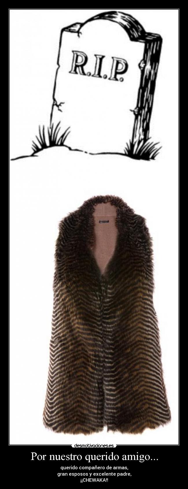 Por nuestro querido amigo... - querido compañero de armas,
gran esposos y excelente padre,
¡¡CHEWAKA!!