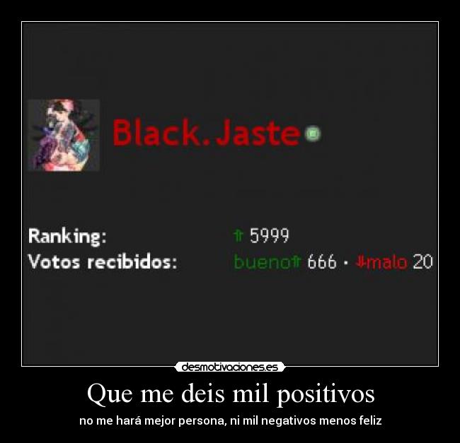 Que me deis mil positivos - no me hará mejor persona, ni mil negativos menos feliz