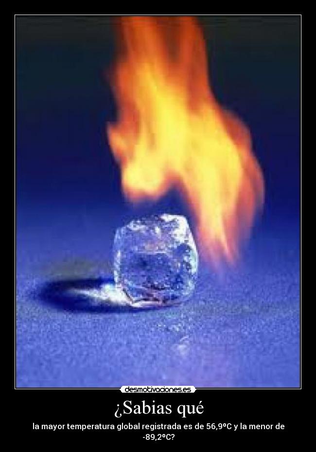 ¿Sabias qué - la mayor temperatura global registrada es de 56,9ºC y la menor de -89,2ºC?