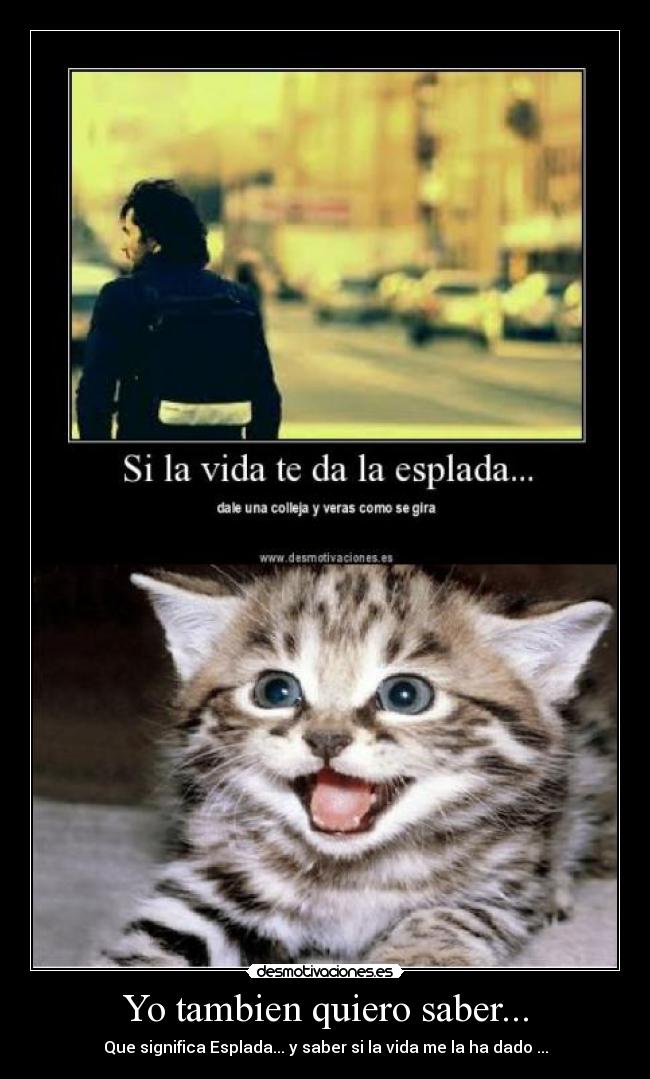 Yo tambien quiero saber... - Que significa Esplada... y saber si la vida me la ha dado ...