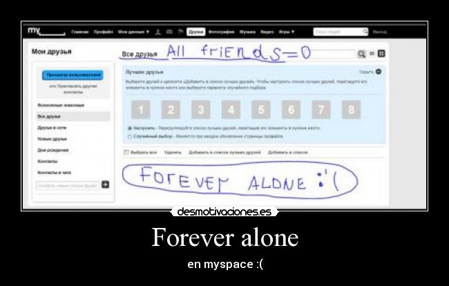 Forever alone - en myspace :(