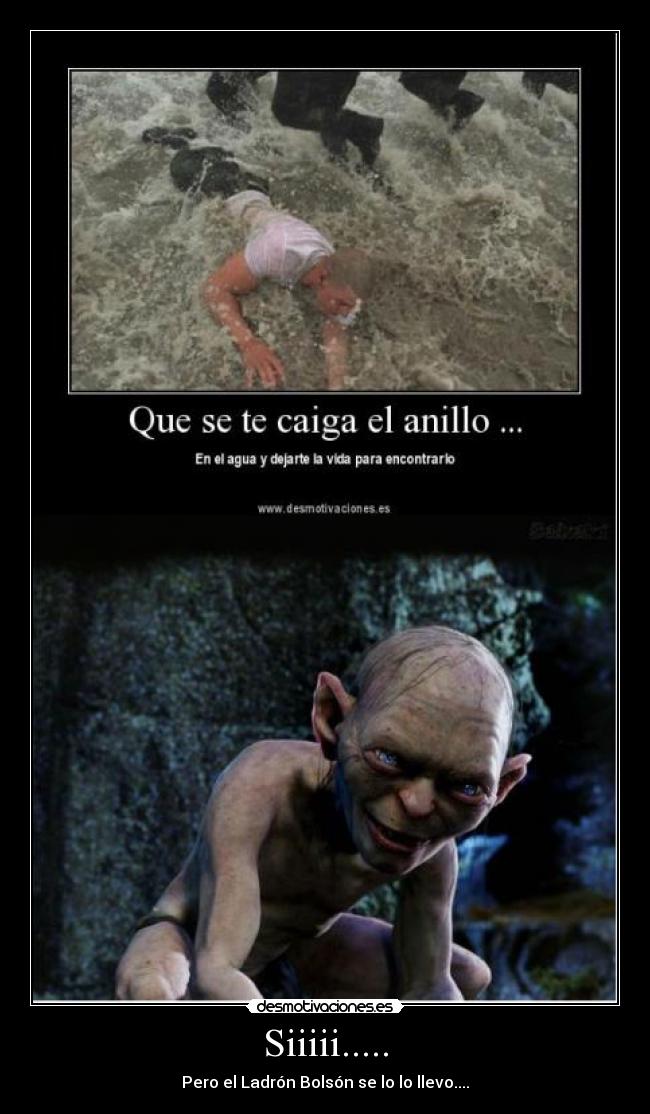 carteles tesoro senor anillos gollum desmotivaciones