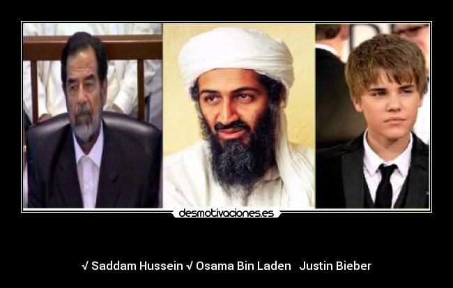    - √ Saddam Hussein √ Osama Bin Laden  □Justin Bieber