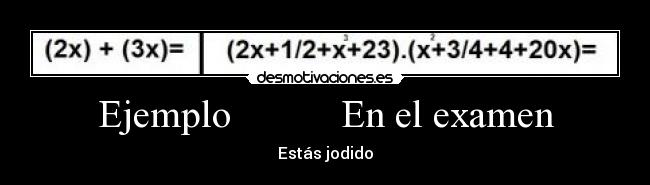 carteles matematica matematicas examen ejemplos profesor colegio escuela desmotivaciones