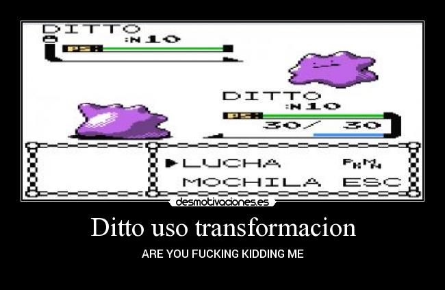 Ditto uso transformacion - ARE YOU FUCKING KIDDING ME
