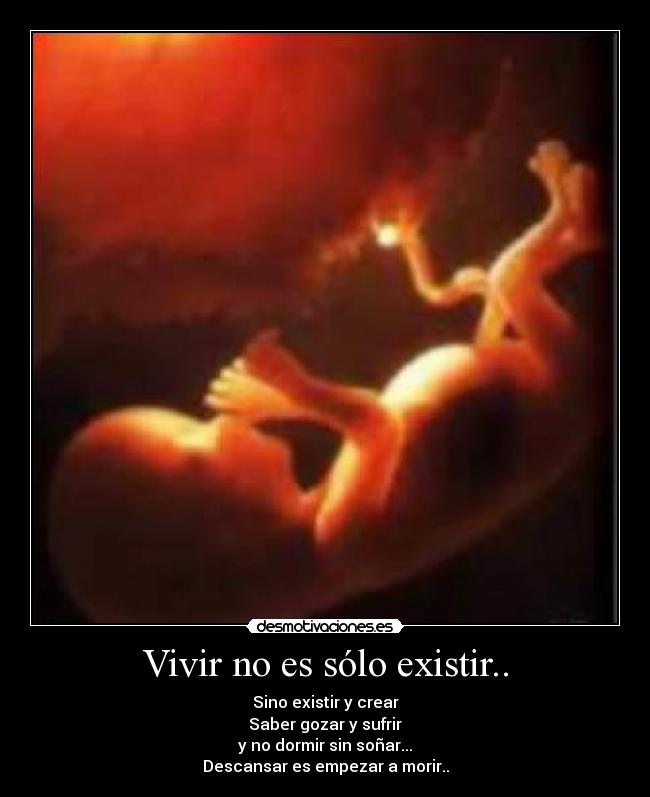 Vivir no es sólo existir.. - Sino existir y crear
Saber gozar y sufrir
y no dormir sin soñar...
Descansar es empezar a morir..