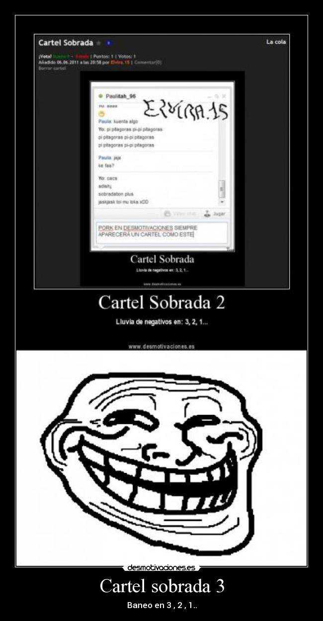 Cartel sobrada 3 - Baneo en 3 , 2 , 1..