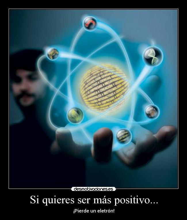 carteles quieres ser mas positivo pierde electron desmotivaciones