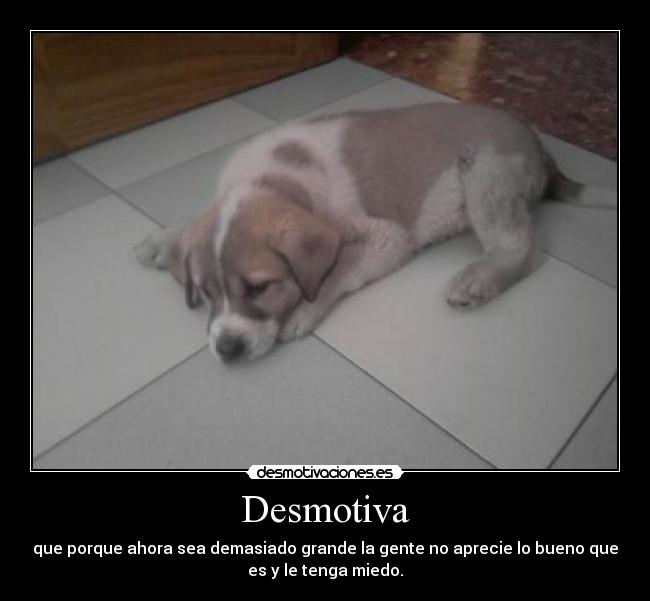 Desmotiva - que porque ahora sea demasiado grande la gente no aprecie lo bueno que
es y le tenga miedo.