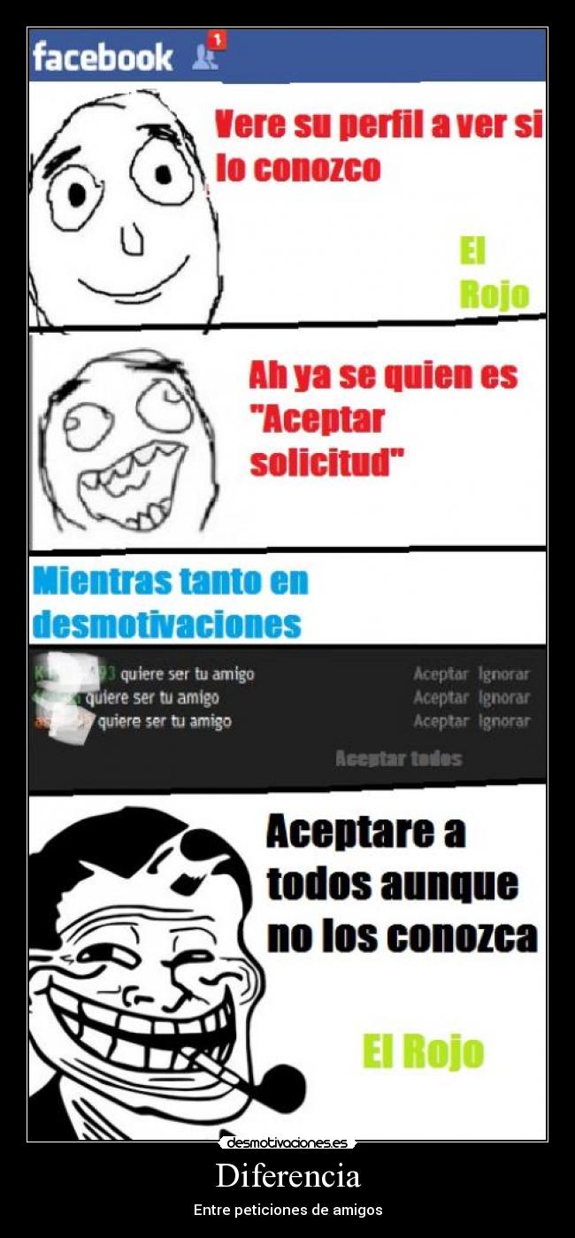 Diferencia - Entre peticiones de amigos
