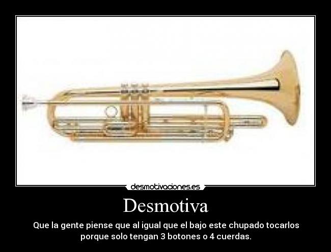 Desmotiva - Que la gente piense que al igual que el bajo este chupado tocarlos
porque solo tengan 3 botones o 4 cuerdas.