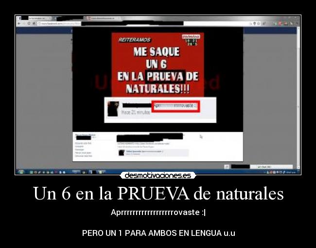 Un 6 en la PRUEVA de naturales - Aprrrrrrrrrrrrrrrrrrovaste :|

PERO UN 1 PARA AMBOS EN LENGUA u.u