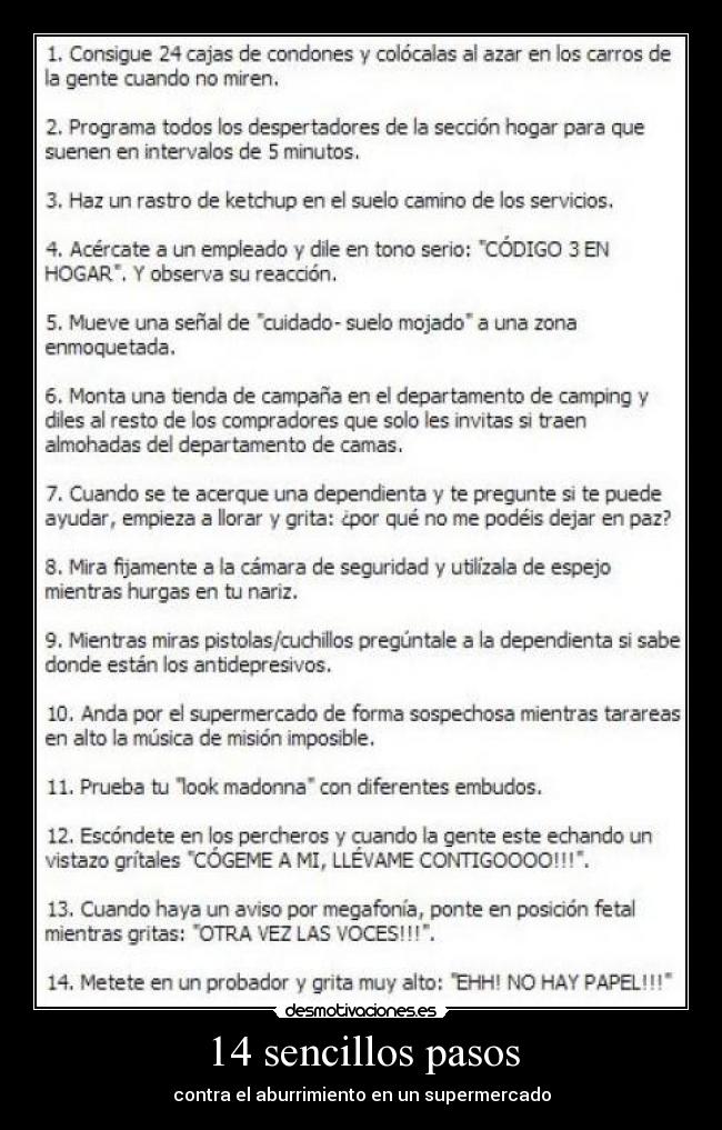 14 sencillos pasos - contra el aburrimiento en un supermercado