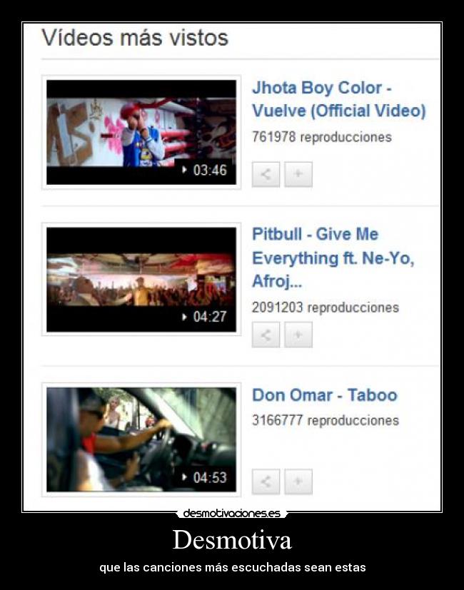 Desmotiva - que las canciones más escuchadas sean estas