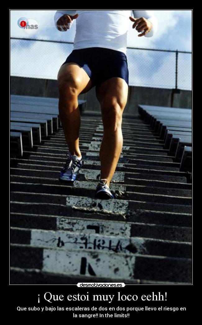 ¡ Que estoi muy loco eehh! - Que subo y bajo las escaleras de dos en dos porque llevo el riesgo en
la sangre!! In the limits!!
