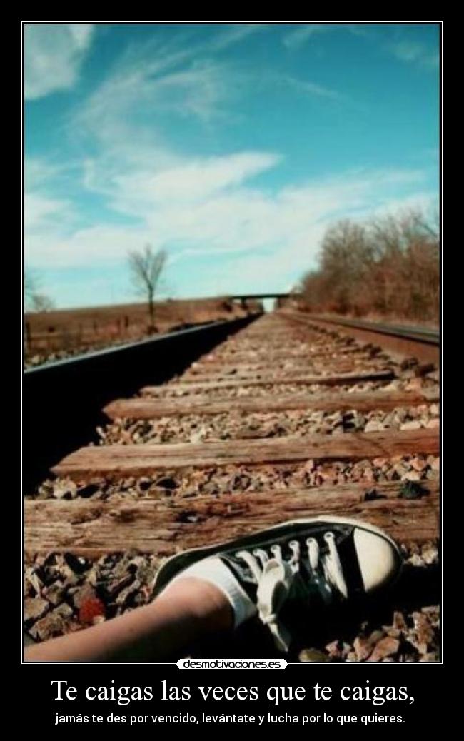 Te caigas las veces que te caigas, - jamás te des por vencido, levántate y lucha por lo que quieres.
