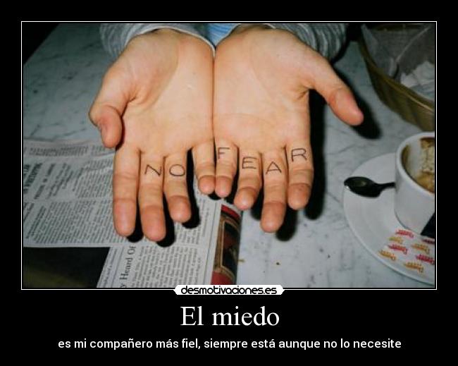 El miedo - es mi compañero más fiel, siempre está aunque no lo necesite