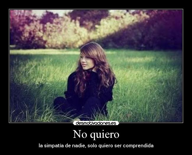 No quiero - la simpatía de nadie, solo quiero ser comprendida