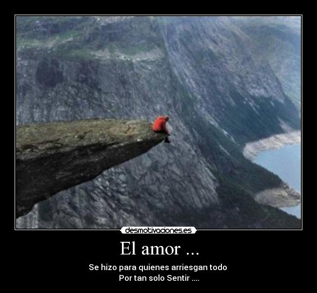 El amor ... - Se hizo para quienes arriesgan todo 
Por tan solo Sentir ....