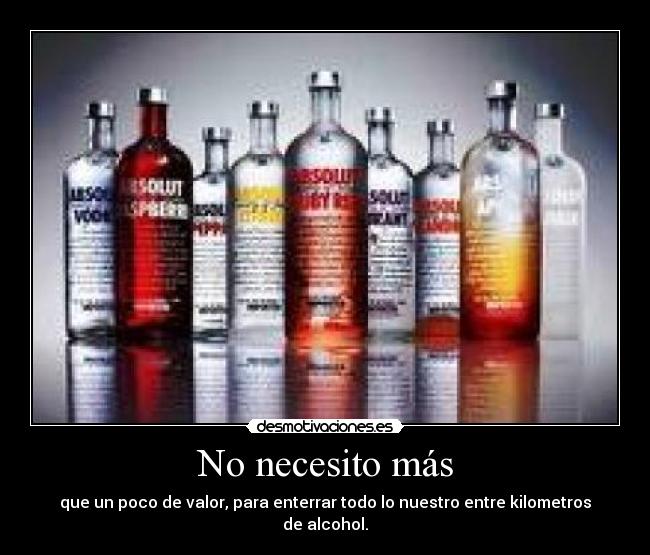 No necesito más - que un poco de valor, para enterrar todo lo nuestro entre kilometros de alcohol.
