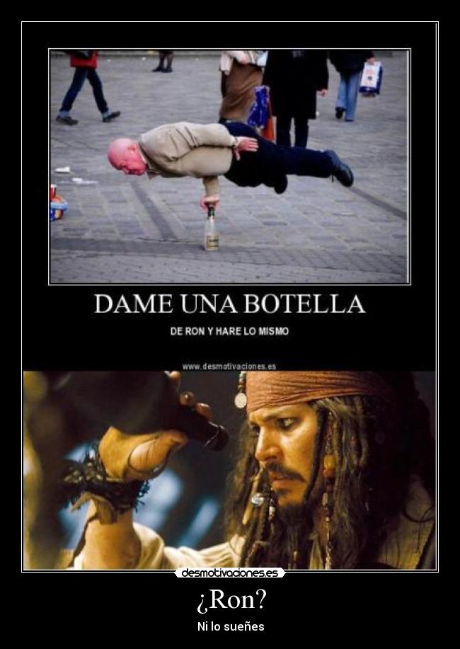 carteles ron jack sparrow inajugon botella desmotivaciones