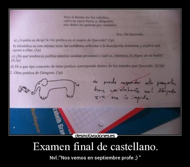 Examen final de castellano. - Nvl.:Nos vemos en septiembre profe ;) 