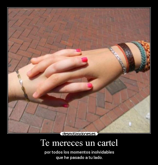 Te mereces un cartel - por todos los momentos inolvidables
que he pasado a tu lado.