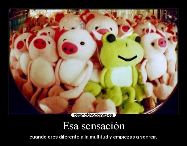 Esa sensación - cuando eres diferente a la multitud y empiezas a sonreir. 