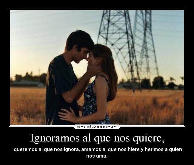 Ignoramos al que nos quiere, -  queremos al que nos ignora, amamos al que nos hiere y herimos a quien nos ama..