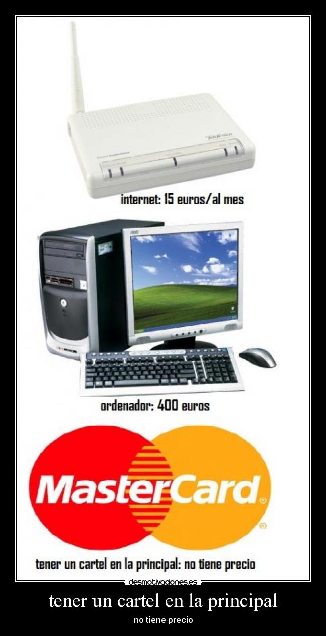 tener un cartel en la principal - no tiene precio