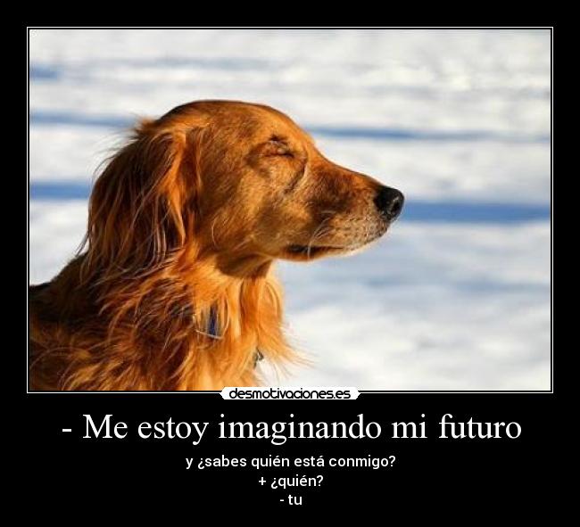 - Me estoy imaginando mi futuro - y ¿sabes quién está conmigo?
+ ¿quién?
- tu