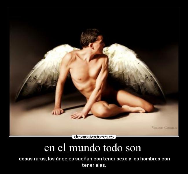 en el mundo todo son - cosas raras, los ángeles sueñan con tener sexo y los hombres con tener alas.