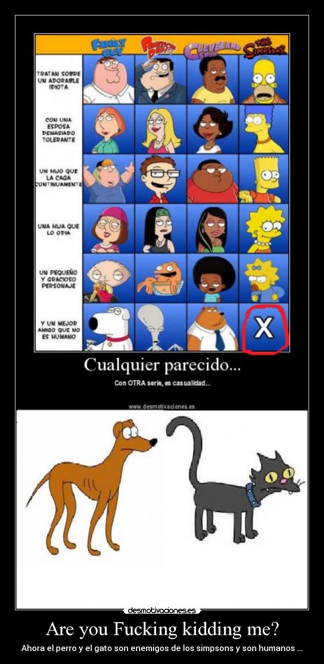 Are you Fucking kidding me? - Ahora el perro y el gato son enemigos de los simpsons y son humanos ...