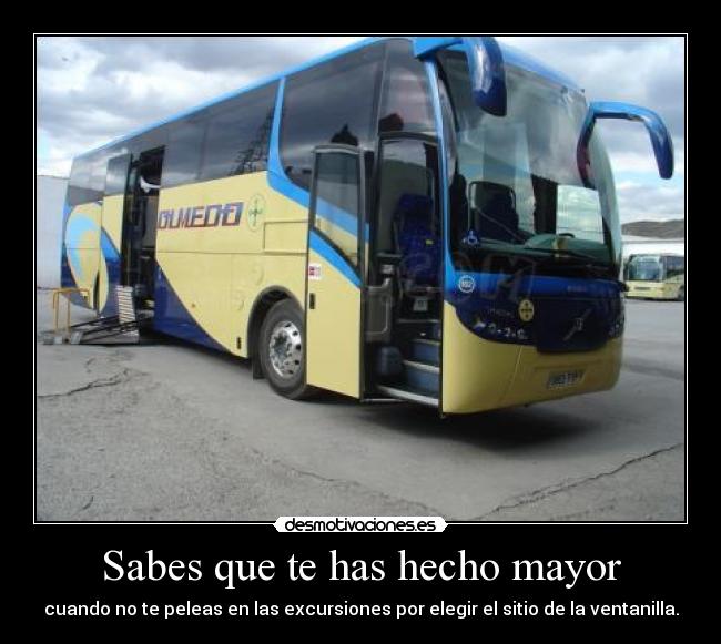 Sabes que te has hecho mayor - cuando no te peleas en las excursiones por elegir el sitio de la ventanilla.