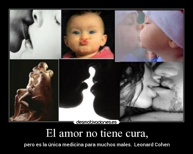 El amor no tiene cura, - pero es la única medicina para muchos males. Leonard Cohen