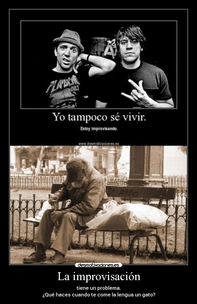 carteles improvisacion tiene problema que haces cuando come lengua gato desmotivaciones