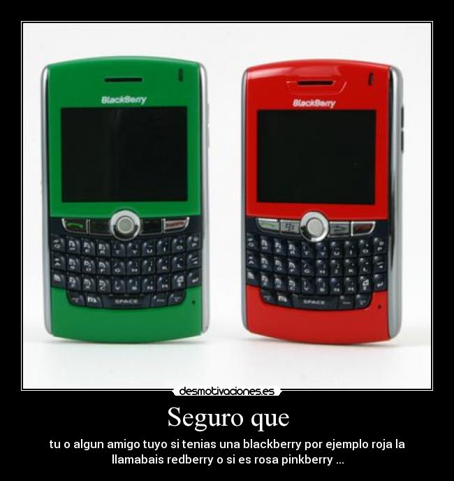 Seguro que - tu o algun amigo tuyo si tenias una blackberry por ejemplo roja la
llamabais redberry o si es rosa pinkberry ...