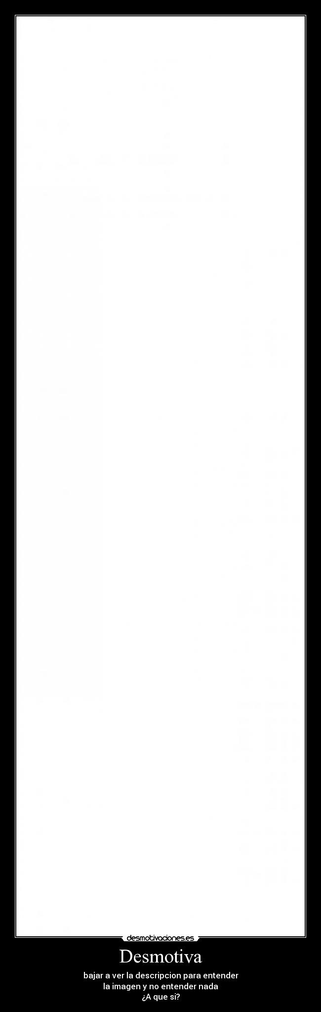 Desmotiva - bajar a ver la descripcion para entender
la imagen y no entender nada
¿A que si?